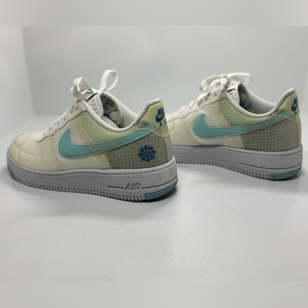 Nike Air Force 1 Next Nature White Aura Teal Swoosh Women’s 6.5Y / 8 Eco AF1 - Picture 5 of 12